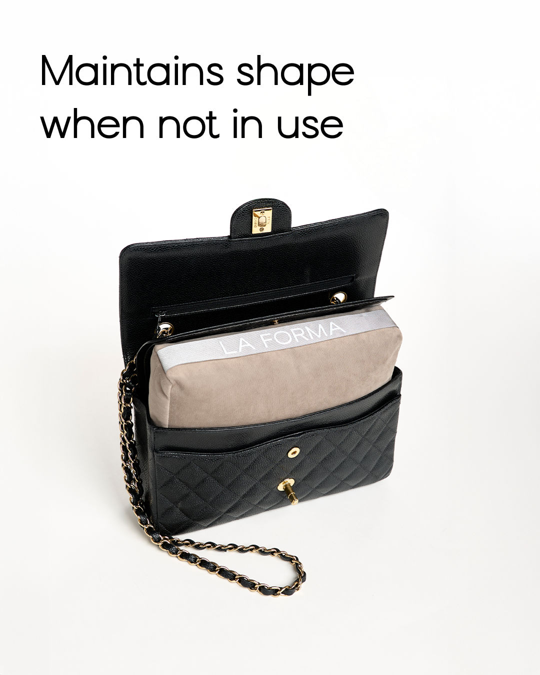 LA FORMA I Bag Pillows protecting a Chanel Classic Flap