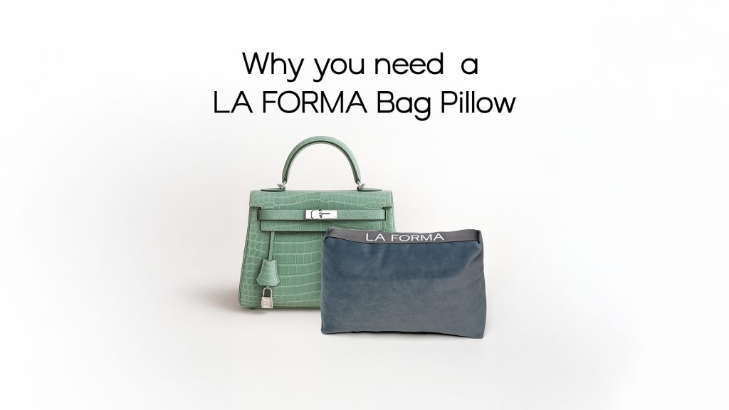 inserting a lightweight bag pillow for designer handbags into a Hermès Kelly