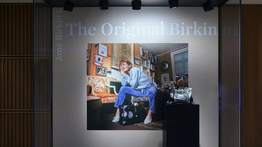 Original Birkin auction record at Sotheby’s Paris—Jane Birkin prototype on display
