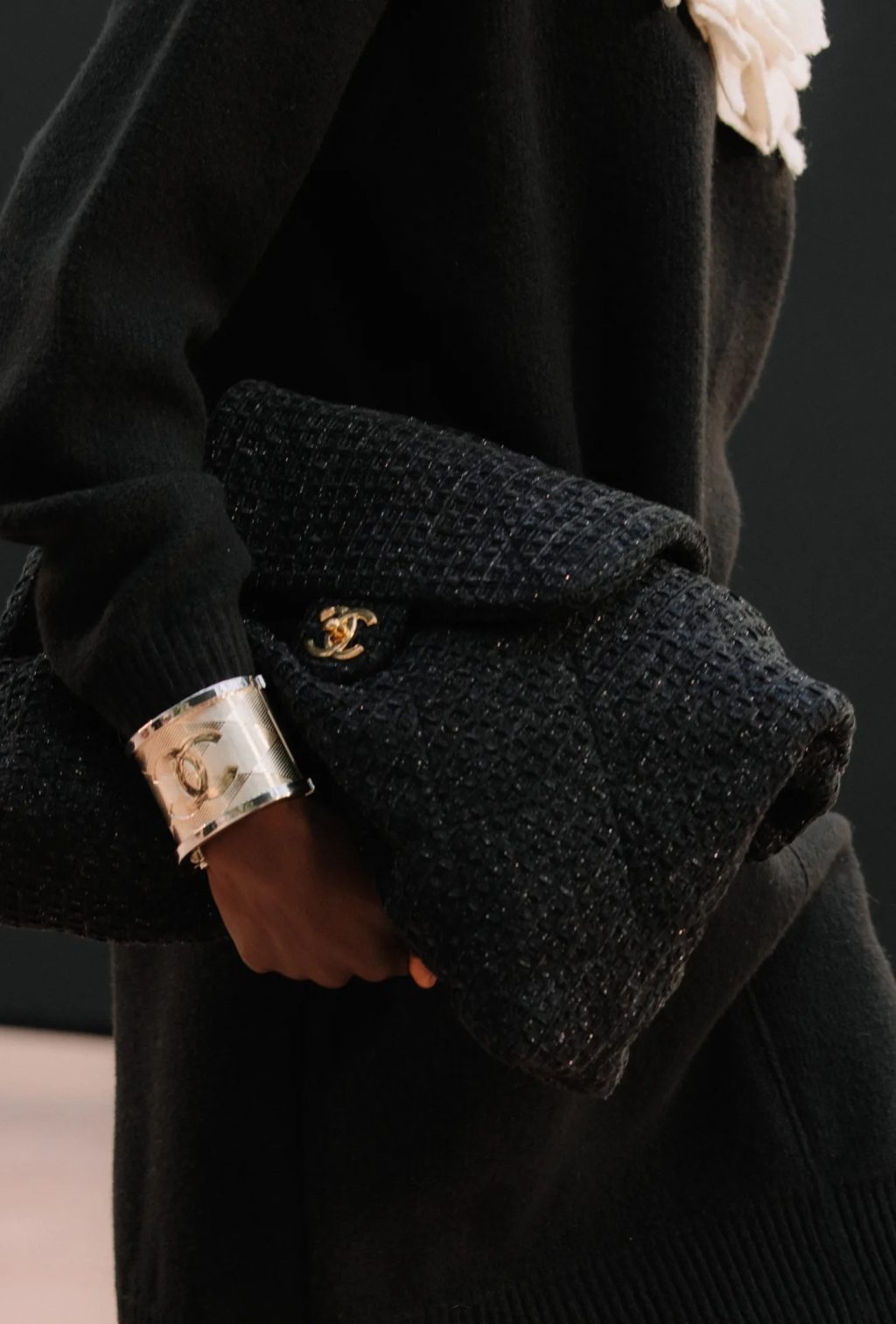 Oversized Tweed Pouch