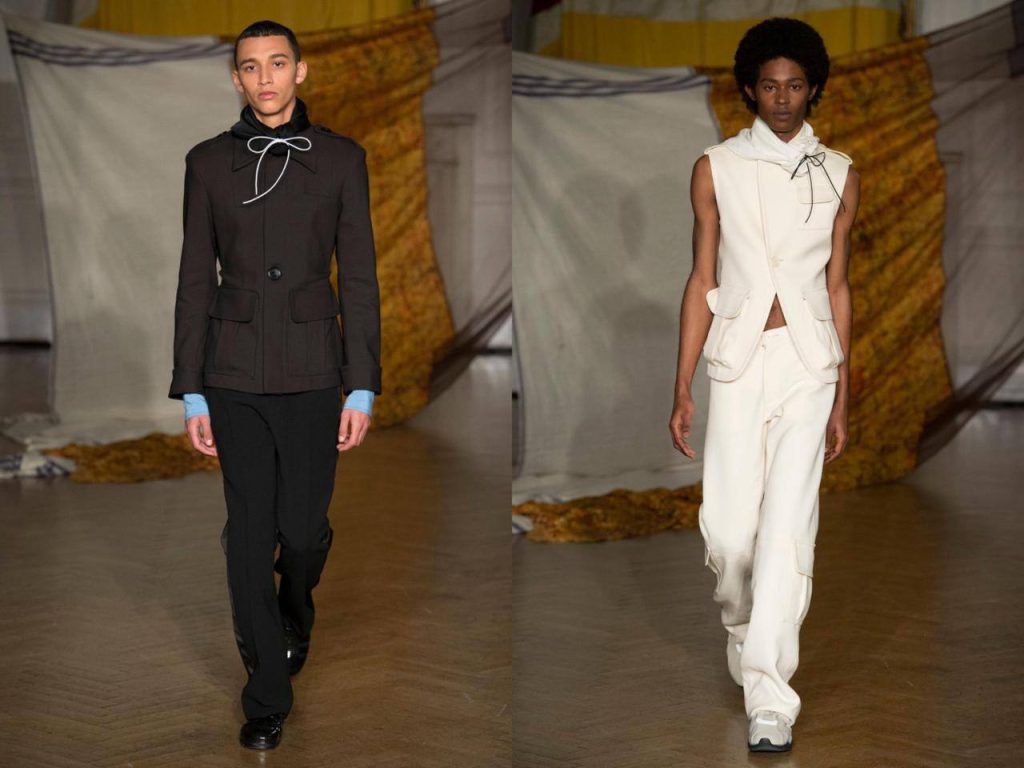 Grace Wales Bonner launching her namesake label Wales Bonner in London, specializing in menswear tailoring.