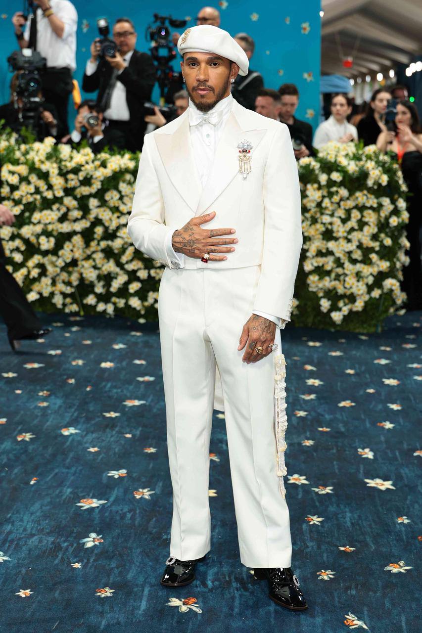 Lewis Hamilton wearing Grace Wales Bonner design Met Gala 2025