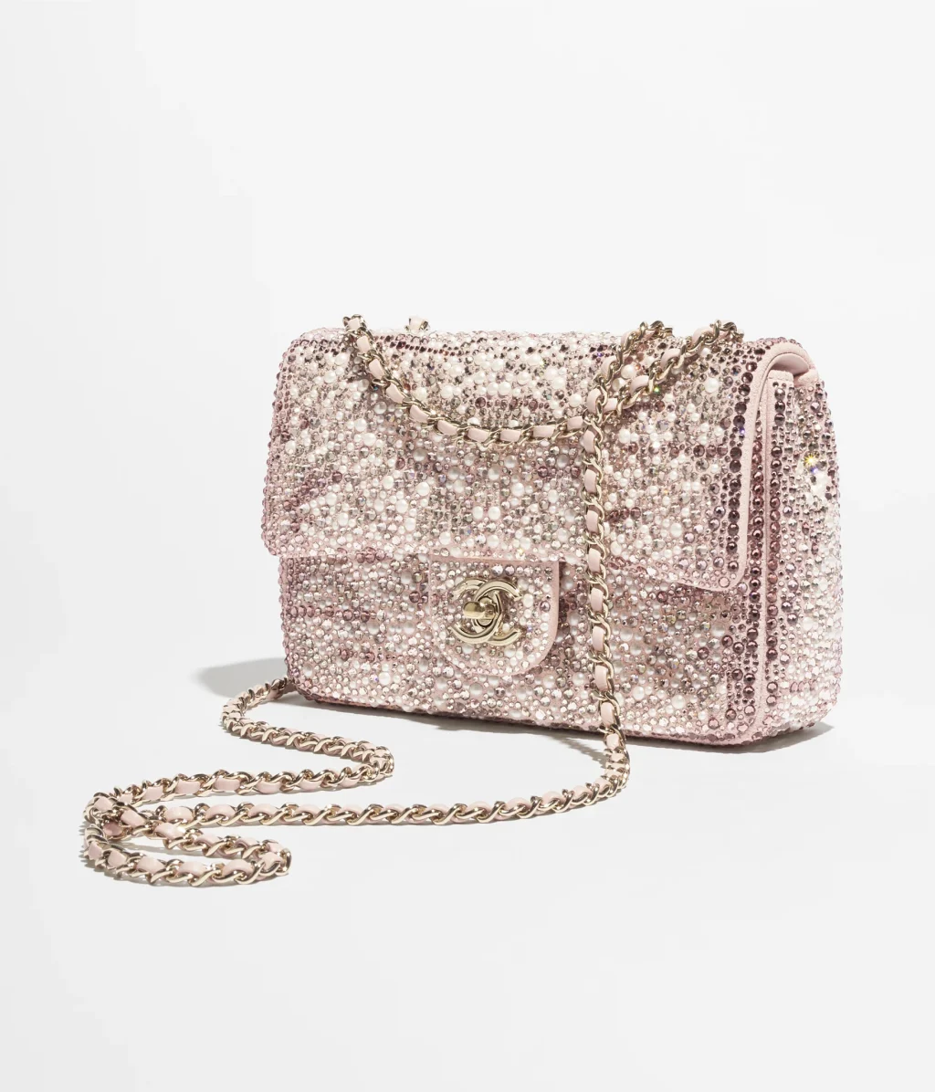 CHANEL Evening Bag / Strass, Imitation Pearls & Gold-Tone Metal 
Dark Pink, Pearly White & Light Pink / Price upon request