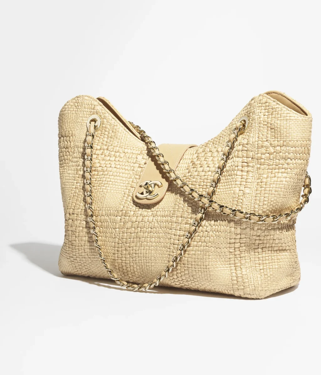 CHANEL SHOPPING BAG / Braided Raffia & Gold-Tone Metal / Beige / $6,400