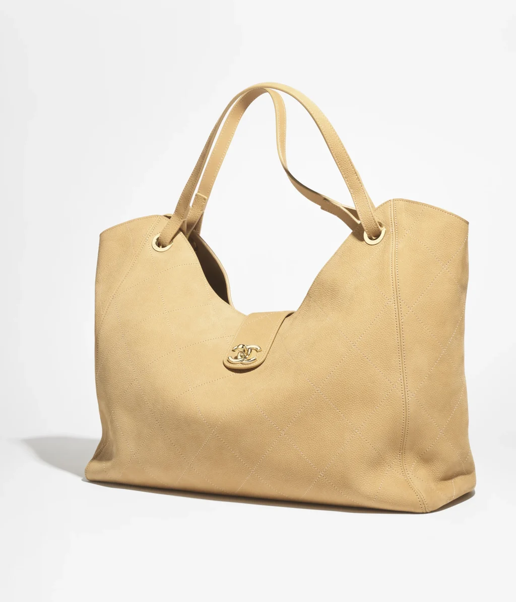 CHANEL MAXI SHOPPING BAG / Grained Nubuck Calfskin & Gold-Tone Metal / Beige / $8,100