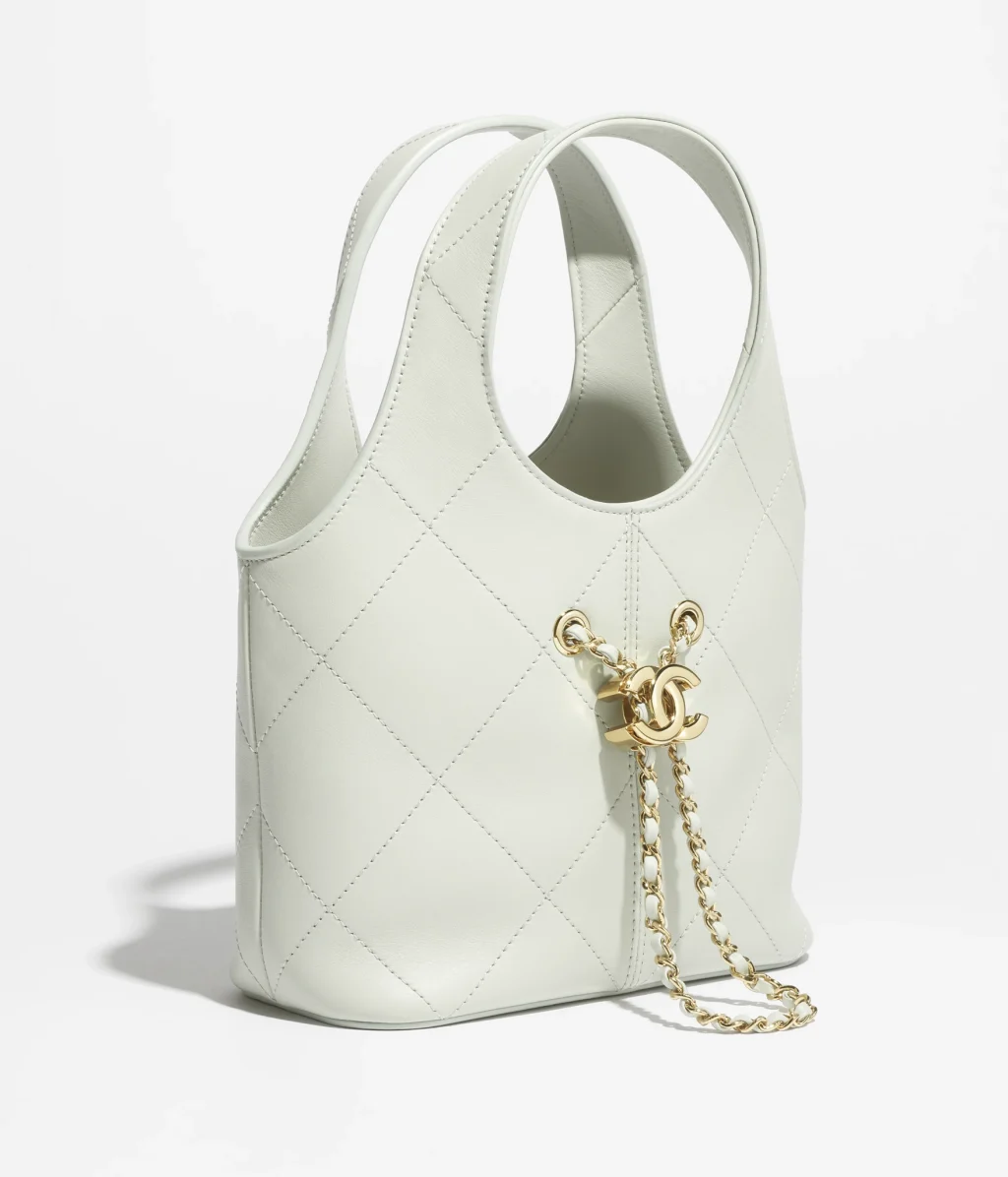 CHANEL SMALL SHOPPING BAG / Calfskin & Gold-Tone Metal / Light Green / $5,400