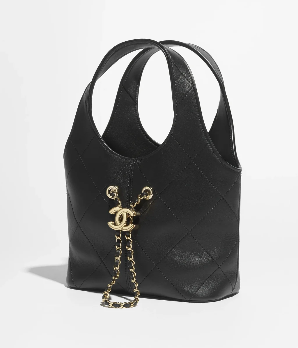 CHANEL SMALL SHOPPING BAG / Calfskin & Gold-Tone Metal / Black / $5,400